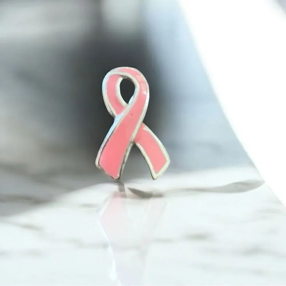 Vintage Pink Awareness Ribbon Pin – Silver Tone
